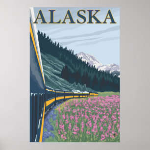 Poster Alaska - Chemin de fer d'Alaska et Fireweed