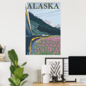 Poster Alaska - Chemin de fer d'Alaska et Fireweed (Bureau à domicile)