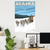 Poster Alaska - Dogsledding (Bureau à domicile)
