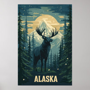 Poster Alaska USA Art Vintage Illustration Voyage