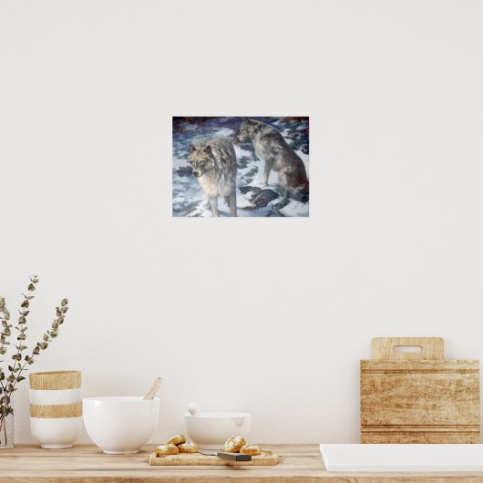 Poster Alaska Wolf Pair dans l'affiche d'hiver (Cuisine)