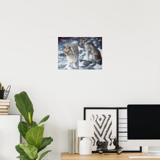 Poster Alaska Wolf Pair dans l'affiche d'hiver (Bureau à domicile)