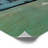 Poster Alaskan Mountain Waterfall Vue et bateau (Coin)