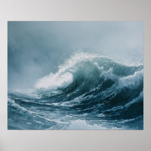 Poster Alaskan Stormy Seas Watercolor (Devant)