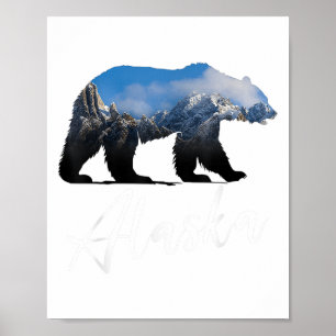Poster Alaskien Ours Grizzly Alaska State Souven