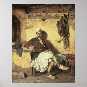 Poster Albanian Sentinel Resting (Arnaueti) (oil on canva
