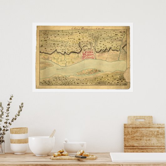 Poster Albany New York Early Map 1758 (Cuisine)