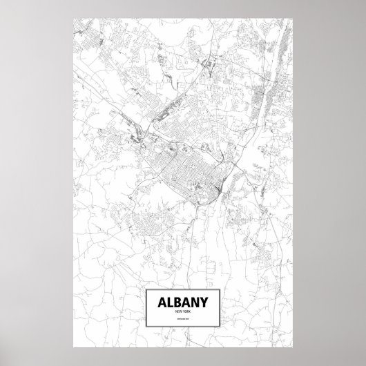 Poster Albany, New York (noir sur blanc) (Devant)