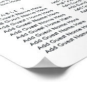 Poster Albâtre Floral Mariage carte de siège (Coin)