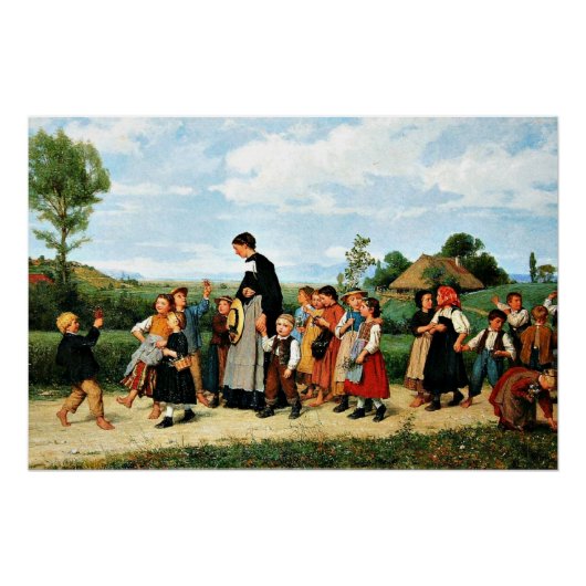 Poster Albert Anker - Der Schulspaziergang (Devant)