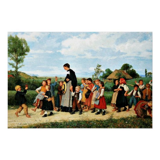 Poster Albert Anker - Der Schulspaziergang (Devant)