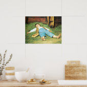 Poster Albert Anker, Schlafender Knabe im Heu (Cuisine)