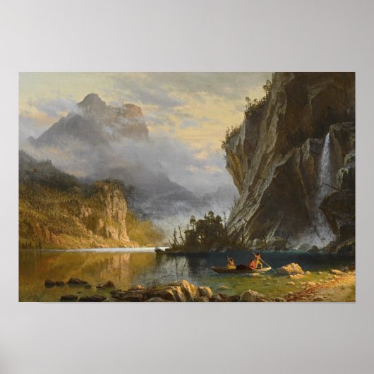 Poster Albert Bierstadt - Indiens pêche à la traîne (Devant)