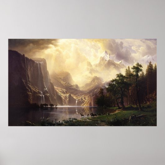 Poster Albert Bierstadt parmi les montagnes de la Sierra (Devant)