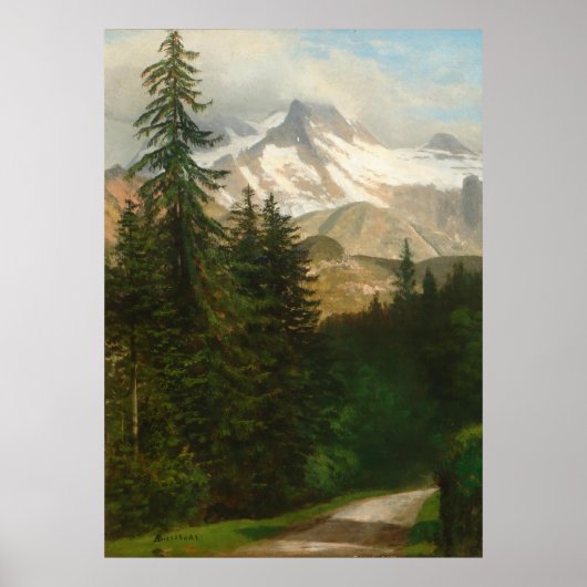 Poster Albert Bierstadt Peinture Neige dans le Haut Pays (Devant)