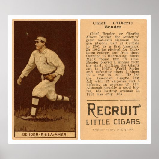 Poster Albert Chief Bender Baseball 1912 (Devant)