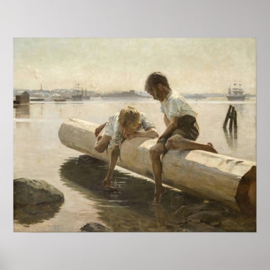 Poster Albert Edelfelt - Deux garçons sur un rondin (Devant)