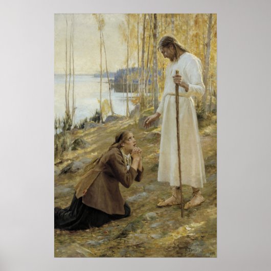 Poster Albert Edelfelt - Le Christ et Marie-Madeleine (Devant)