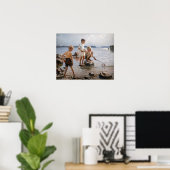 Poster Albert Edelfeue - Les garçons jouent sur le rivage (Bureau à domicile)