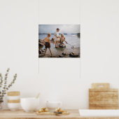 Poster Albert Edelfeue - Les garçons jouent sur le rivage (Cuisine)