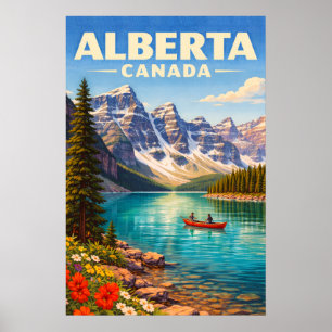 Poster Alberta Canada Rocheuses canadiennes Voyage Vintag