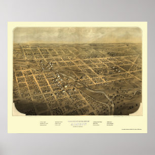 Poster Albion, MI Carte panoramique - 1868