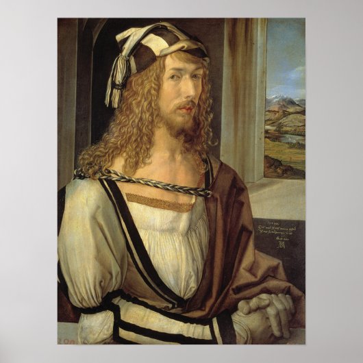 Poster Albrecht Dürer Self Portrait (1498) (Devant)
