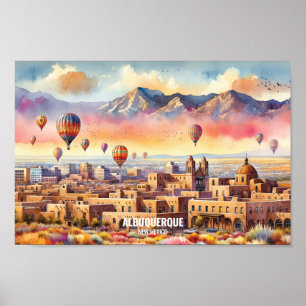 Poster Albuquerque New Mexico Travel Places aquarelle