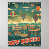 Poster Albuquerque, Nouveau-Mexique avec un ballon à air (Devant)