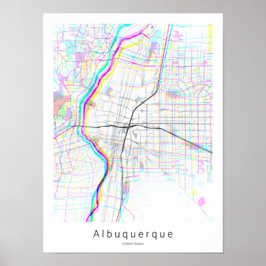 Poster Albuquerque Nouveau-Mexique Carte Abstraite simple (Devant)