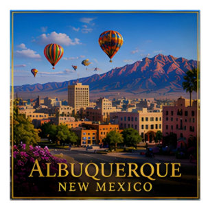 Poster Albuquerque Nouveau-Mexique Rio Grande & Haut-Dése