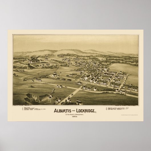 Poster Alburtis et Lockridge, PA Carte panoramique - 1893 (Devant)