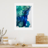 Poster -  Alcohol Ink Art Posters Blue Green (Keuken)