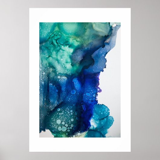 Poster -  Alcohol Ink Art Posters Blue Green (Voorkant)