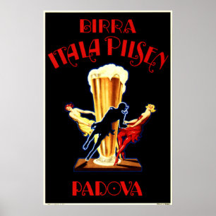 Poster Alcool BIRRA ITALA PILSEN PADOVA Bière Vintage