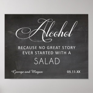 Poster Alcool - drôle de panneau mariage