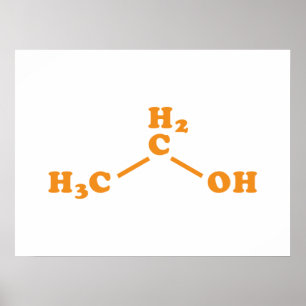 Poster Alcool Éthanol Formule chimique moléculaire