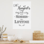 Poster Alcool HANGOVER bar mariage imprimé (Cuisine)