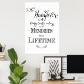 Poster Alcool HANGOVER bar mariage imprimé (Bureau à domicile)