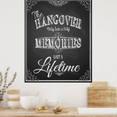 Poster Alcool HANGOVER barre signe parfait imprimé mariag (Cuisine)