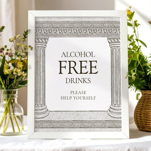 Poster Alcool sans boissons signe de table avec colonnes