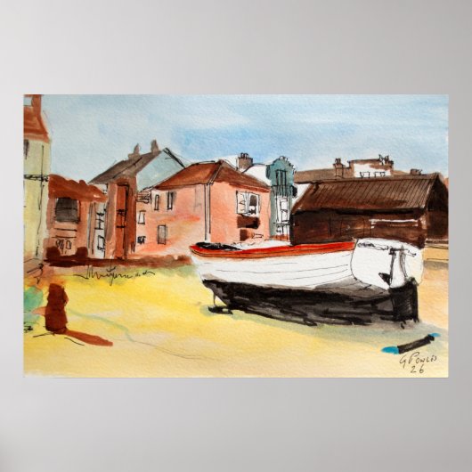 Poster Aldeburgh Print – Paysage côtier à l'aquarelle (Devant)
