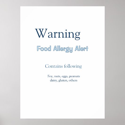 Poster Alerte d'allergie alimentaire ajouter le nom du te (Devant)
