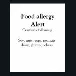 Poster Alerte d'allergie alimentaire ajouter le nom texte<br><div class="desc">Conception</div>