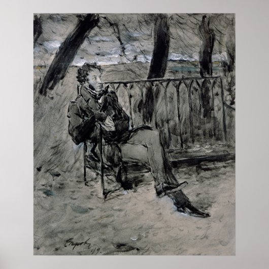 Poster Alexander Pushkin  in a Park, 1899 (Devant)