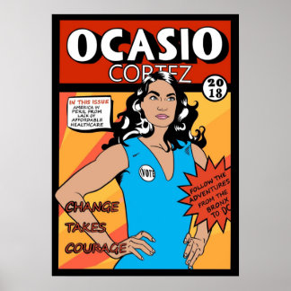 Poster Alexandria Ocasio Cortez Bande dessinée