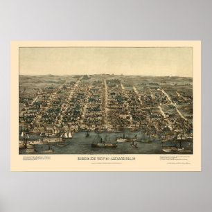 Poster Alexandria, VA Carte panoramique - 1863