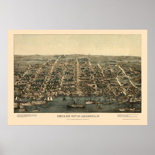 Poster Alexandria, VA Carte panoramique - 1863 (Devant)