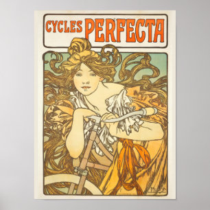 Poster Alfonse Mucha Femme Rétro Cyclisme Vintage