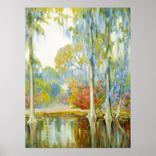Poster Alfred Hutty Magnolia Gardens Peinture Vintage